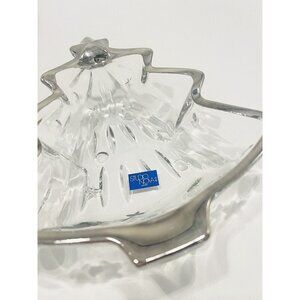 Studio Nova Sweet Dish Christmas Tree Yuletide Spirit Silver Candy Cut Glass 6”